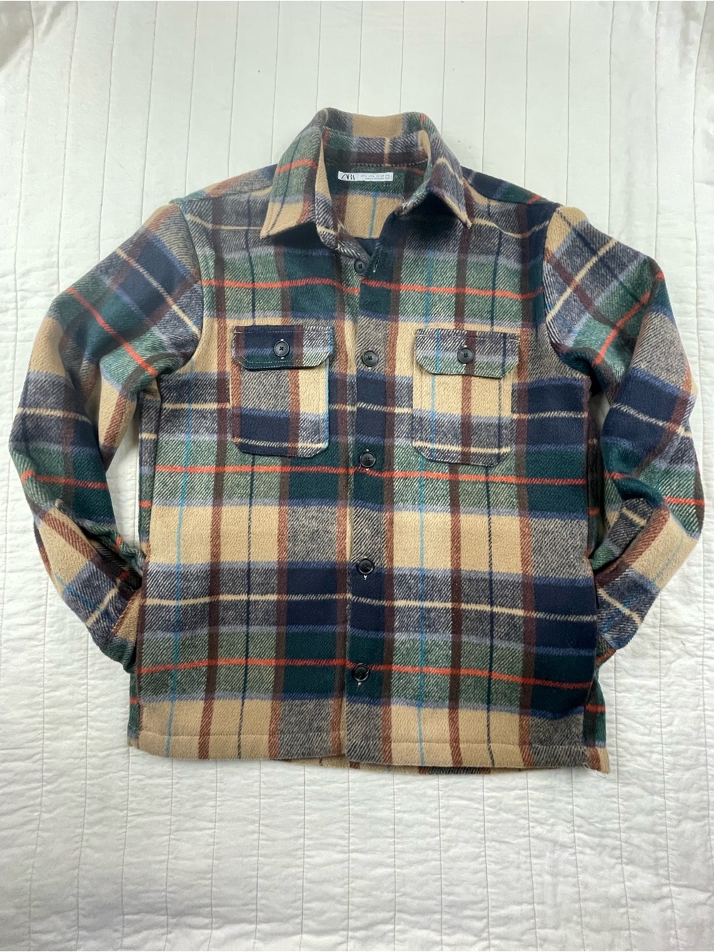 Zara Plaid Button-Up Shacket Jacket Shirt Small